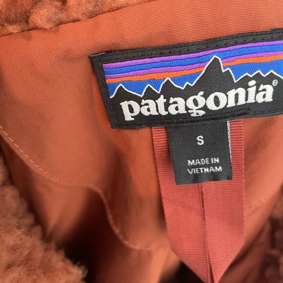 Patagonia Vest Womens Small Orange Dusty Mesa Fleece Full Zip High Pile Pockets - Picture 6 of 10